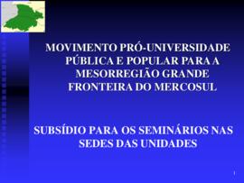 Subsídios para os seminários nas sedes – 140308