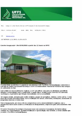 Laranjeiras do Sul - Governo Municipal e UFFS inauguram Centro Vocacional Tecnológico