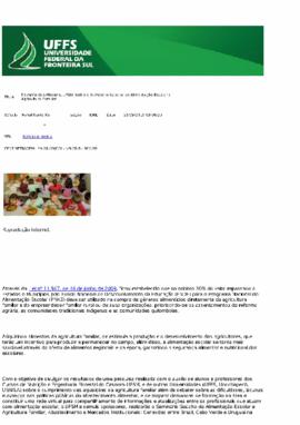 Palmeira das Missões - UFSM realizará Seminário Gaúcho da Alimentação Escolar